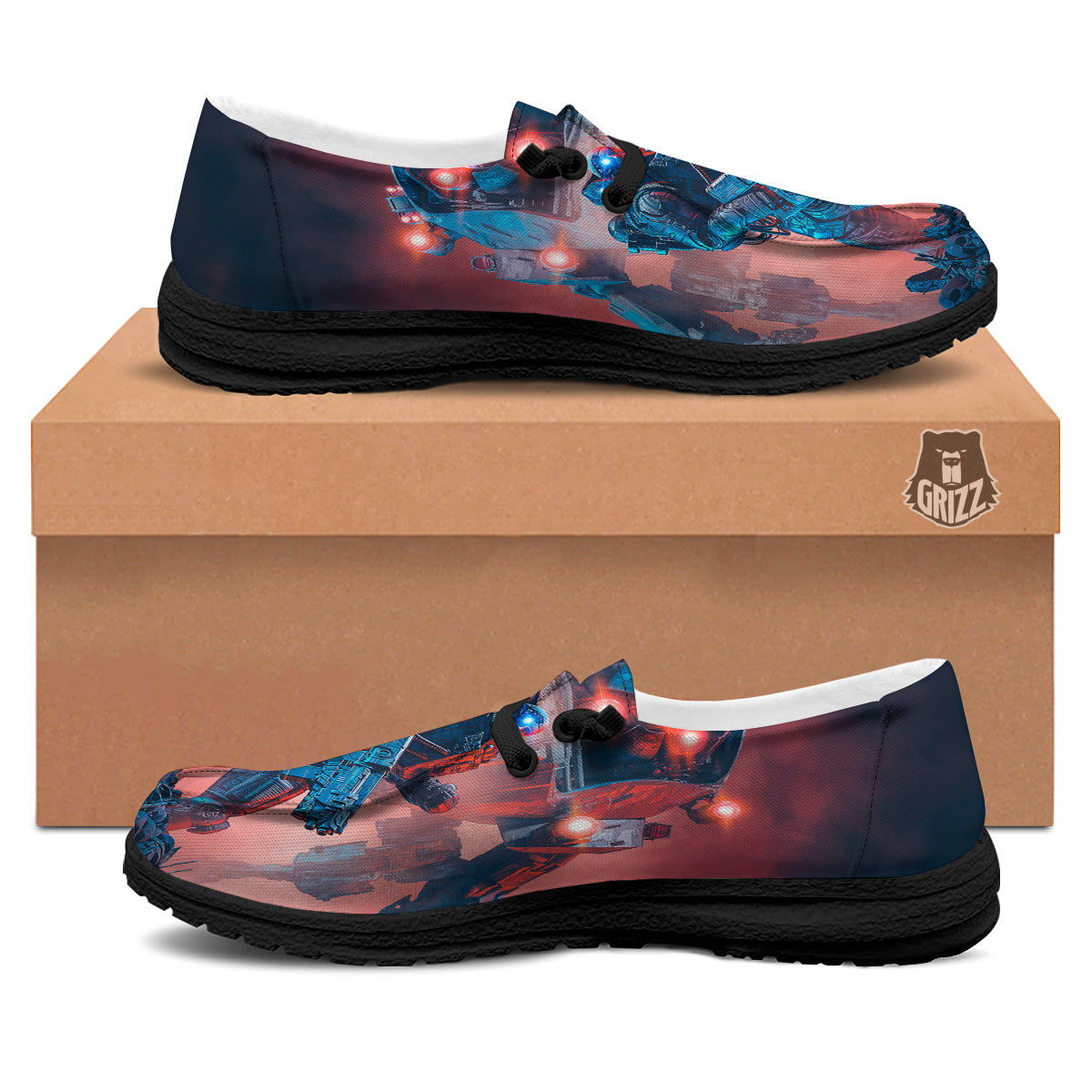 Alien Robot In the battlefield Black Loafers-grizzshop