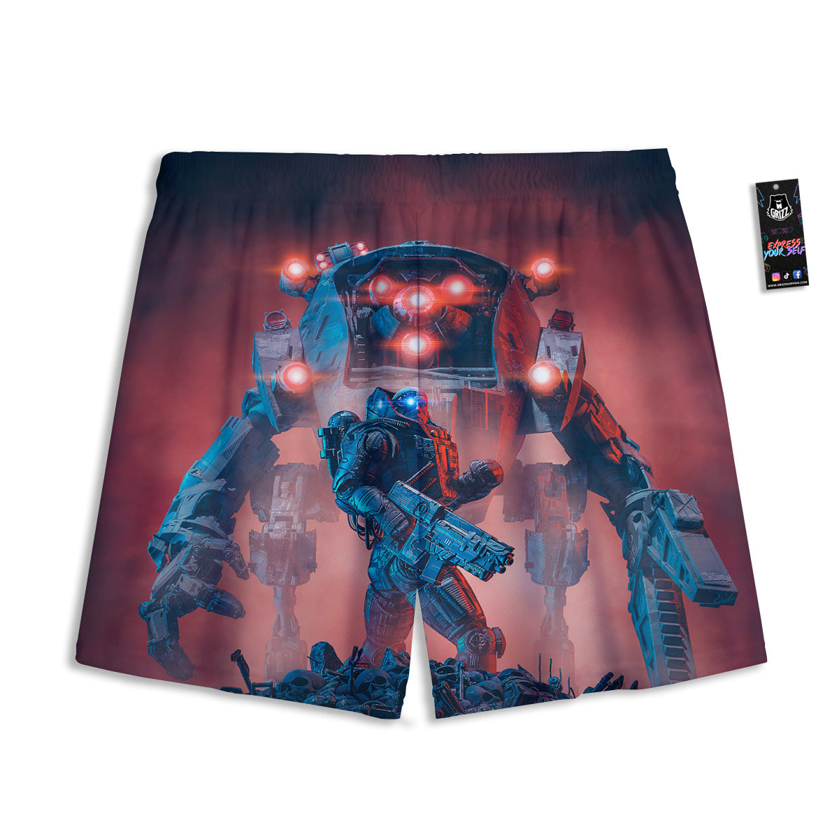 Blue Green And White Tartan Print Mesh Shorts