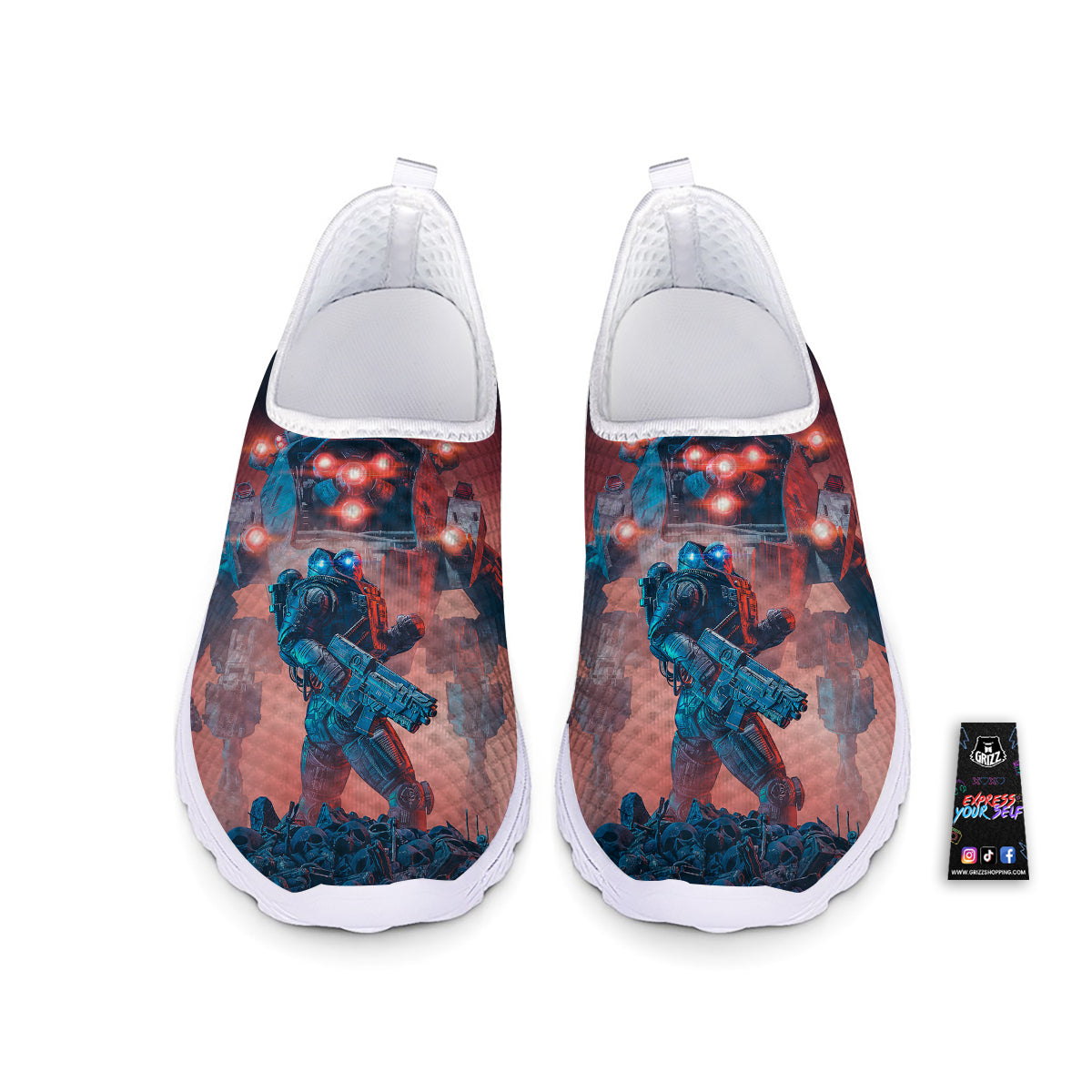 Alien Robot In the battlefield Nurse Shoes-grizzshop