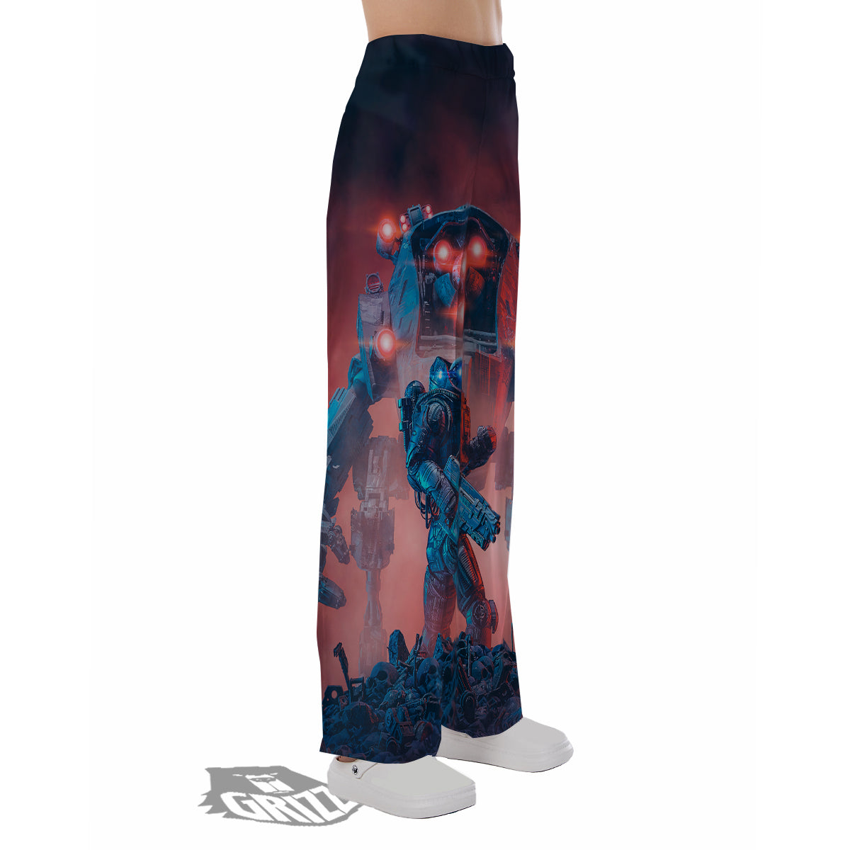 Alien Robot In the battlefield Pajama Pants-grizzshop