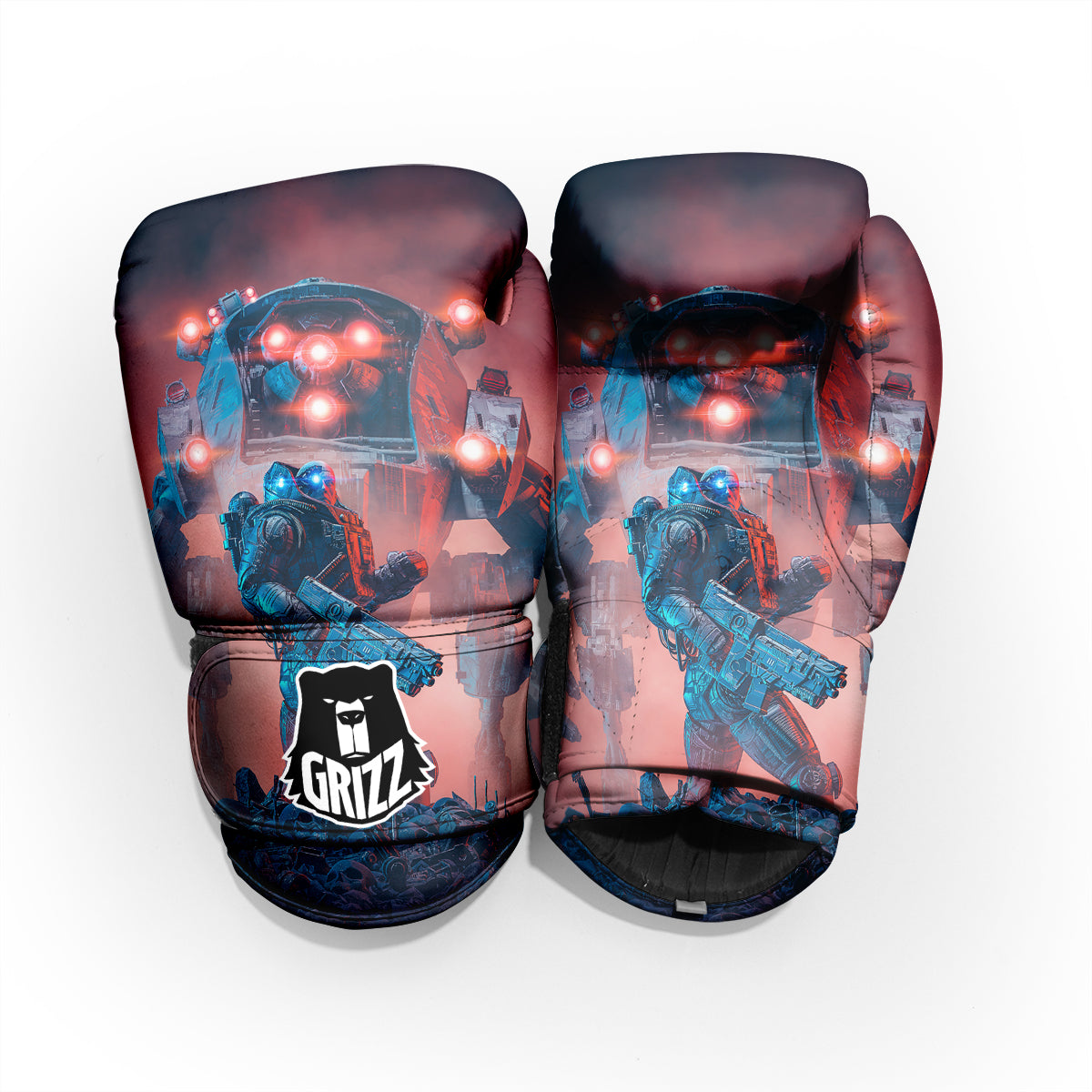 Alien Robot In the battlefield Sparring Gloves-grizzshop
