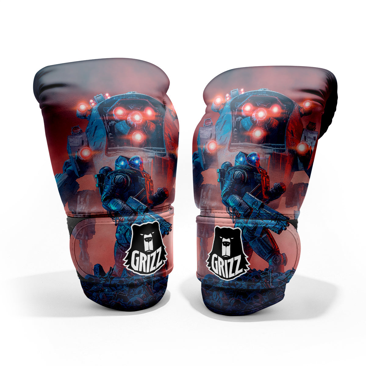 Alien Robot In the battlefield Sparring Gloves-grizzshop