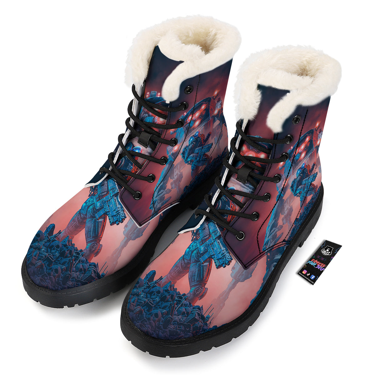 Alien Robot In the battlefield Winter Boots-grizzshop