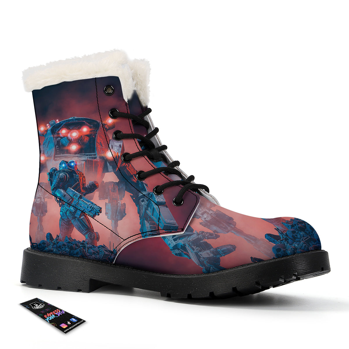 Alien Robot In the battlefield Winter Boots-grizzshop