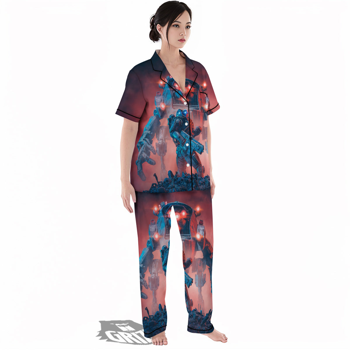 Alien Robot In the battlefield Women's Pajamas Set-grizzshop