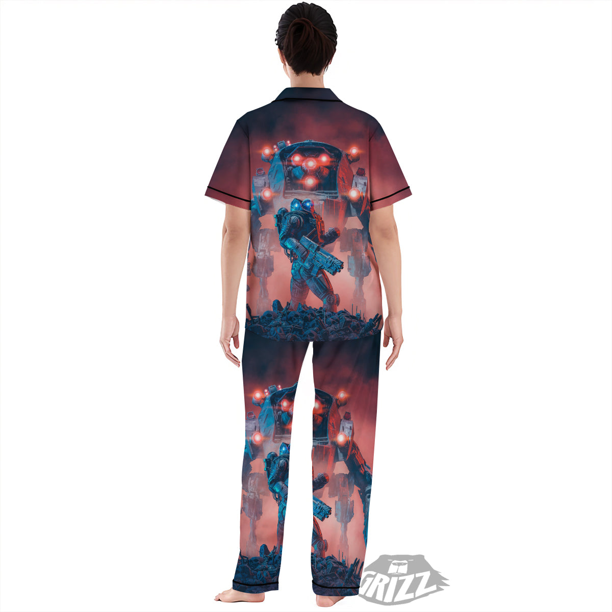 Alien Robot In the battlefield Women's Pajamas Set-grizzshop