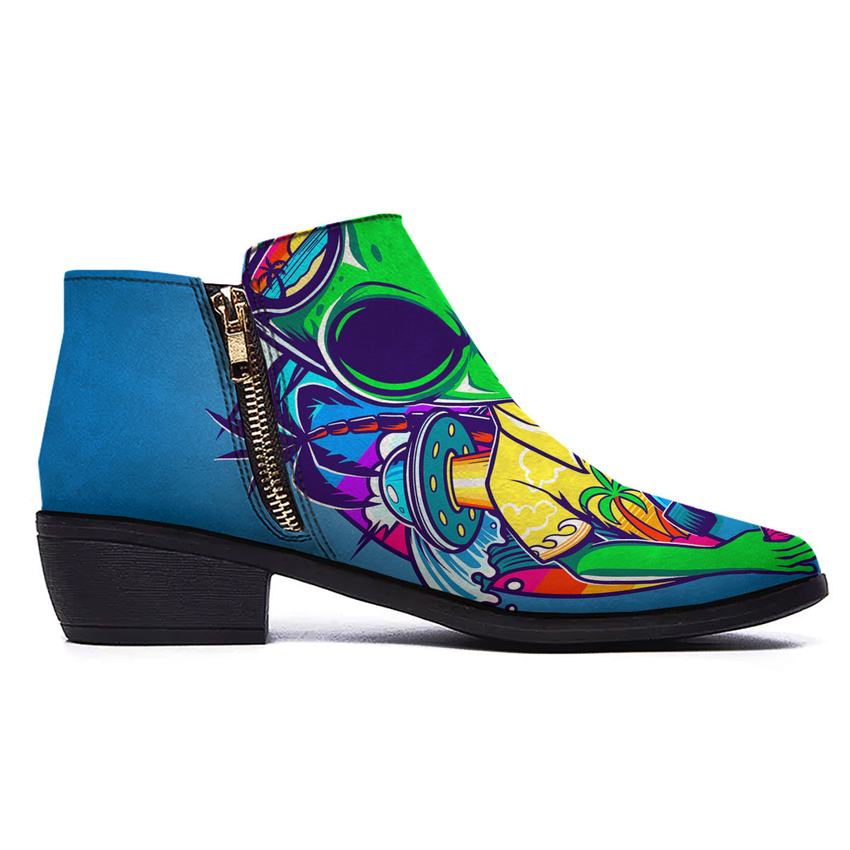 Alien Summer Beach Print Ankle Boots-grizzshop