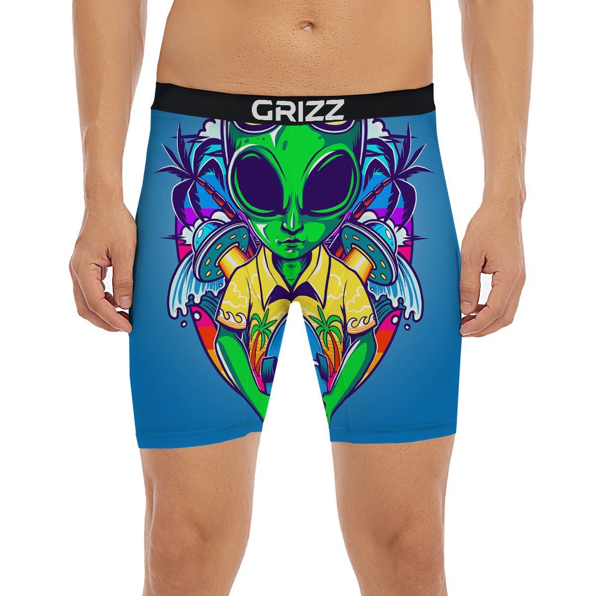 Alien Summer Beach Print Boxer Briefs-grizzshop