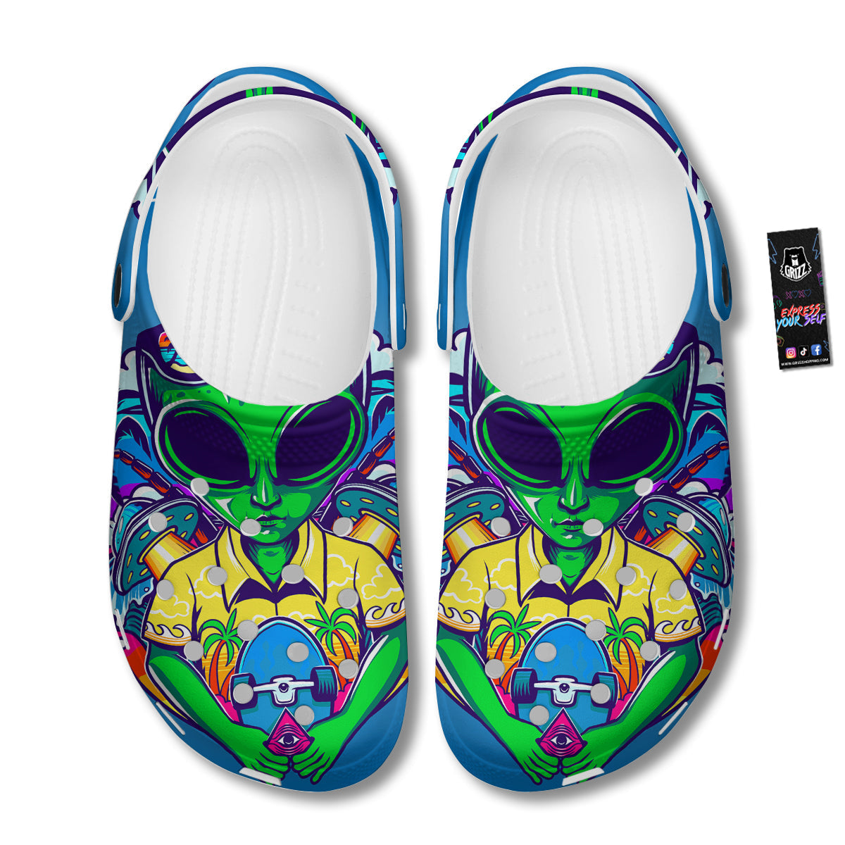Alien Summer Beach Print Clog-grizzshop