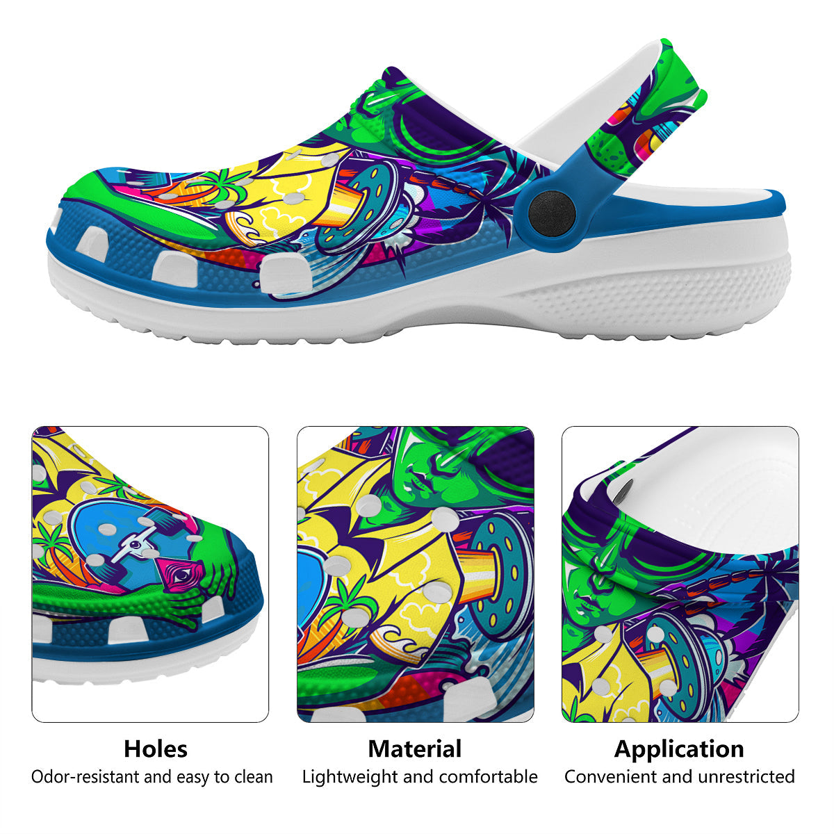 Alien Summer Beach Print Clog-grizzshop
