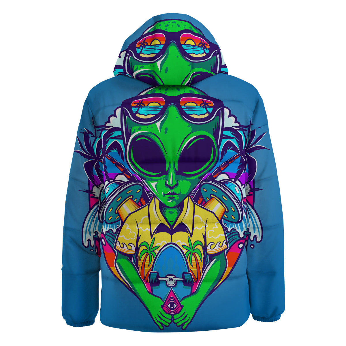 Alien Summer Beach Print Down Jacket-grizzshop