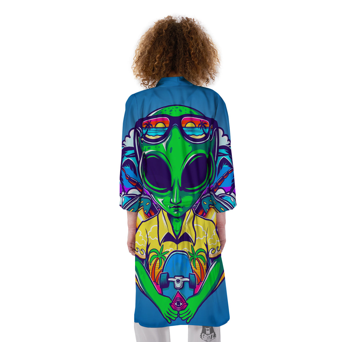 Alien Summer Beach Print Kimono-grizzshop