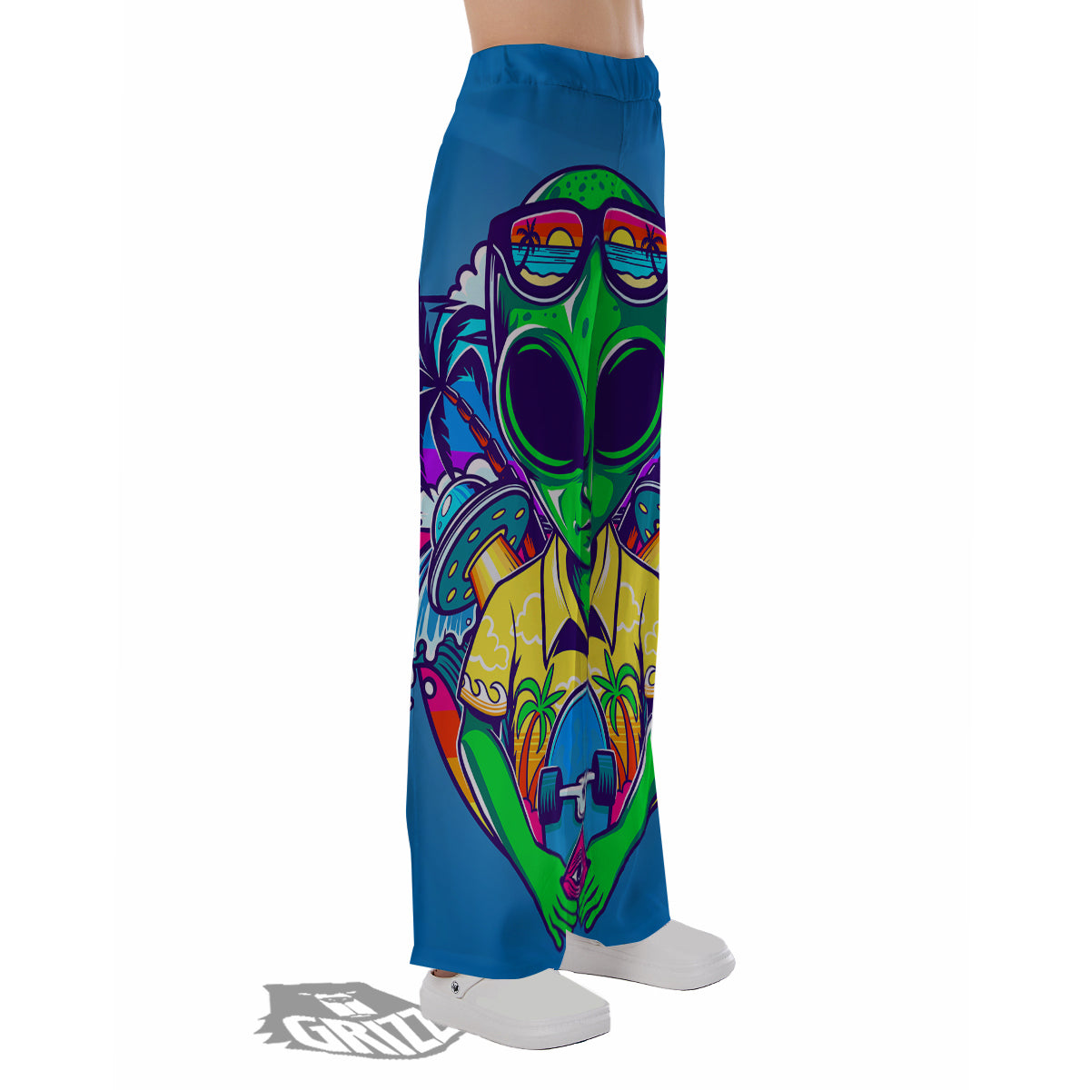 Alien Summer Beach Print Pajama Pants-grizzshop