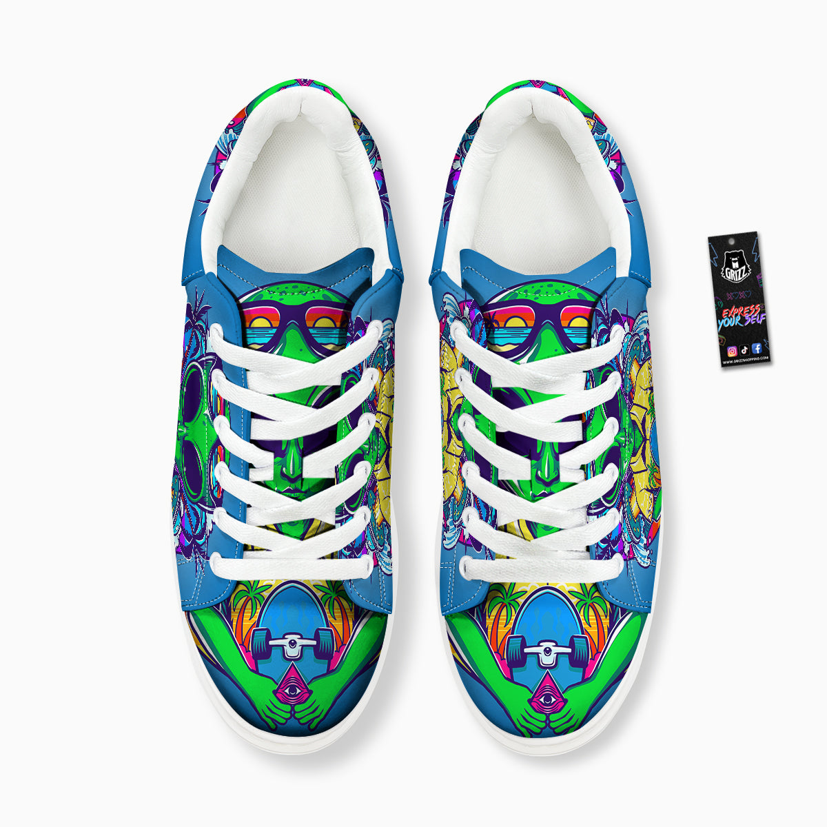 Alien Summer Beach Print Platform Shoes-grizzshop