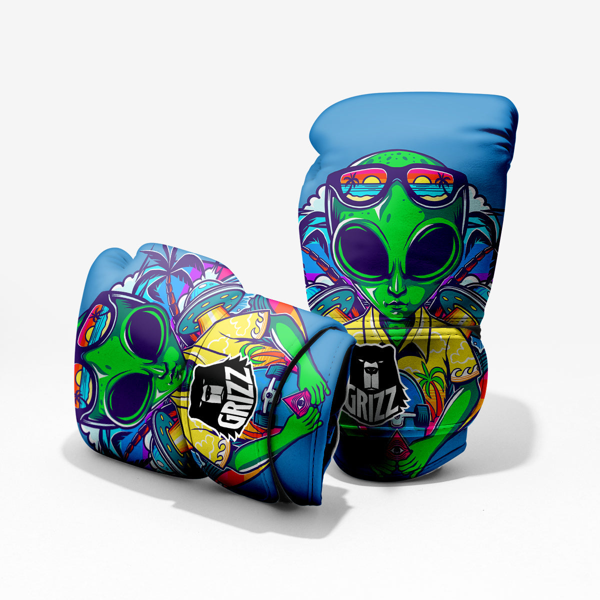 Alien Summer Beach Print Pro Boxing Glove