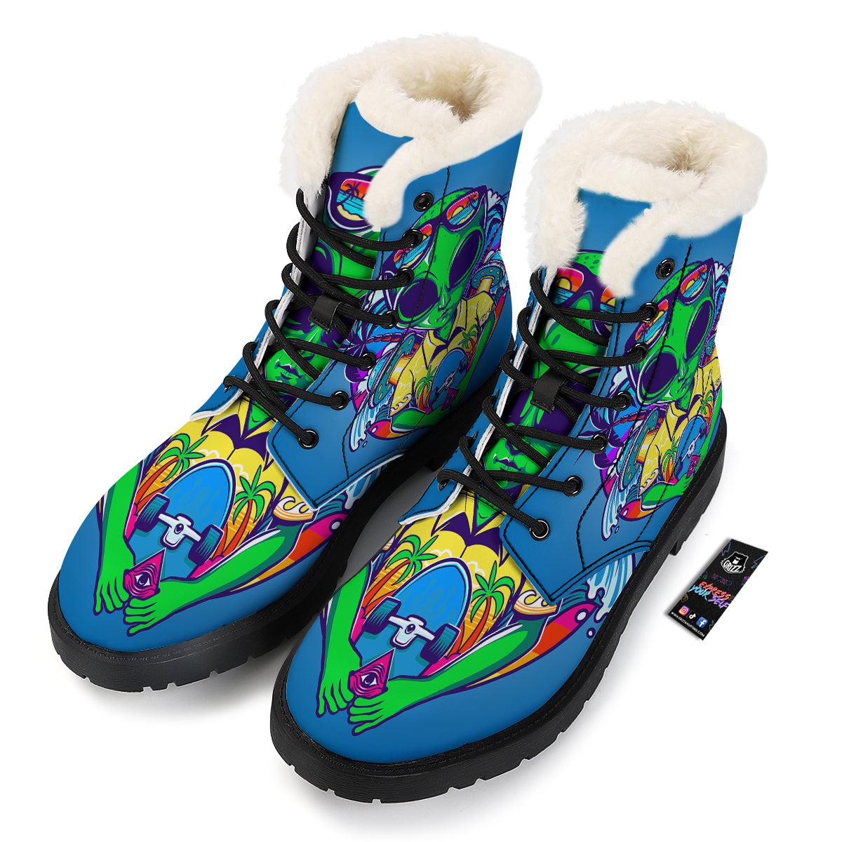 Alien Summer Beach Print Winter Boots-grizzshop