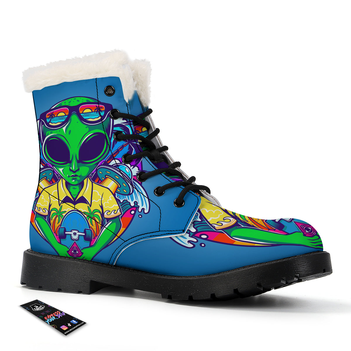 Alien Summer Beach Print Winter Boots-grizzshop