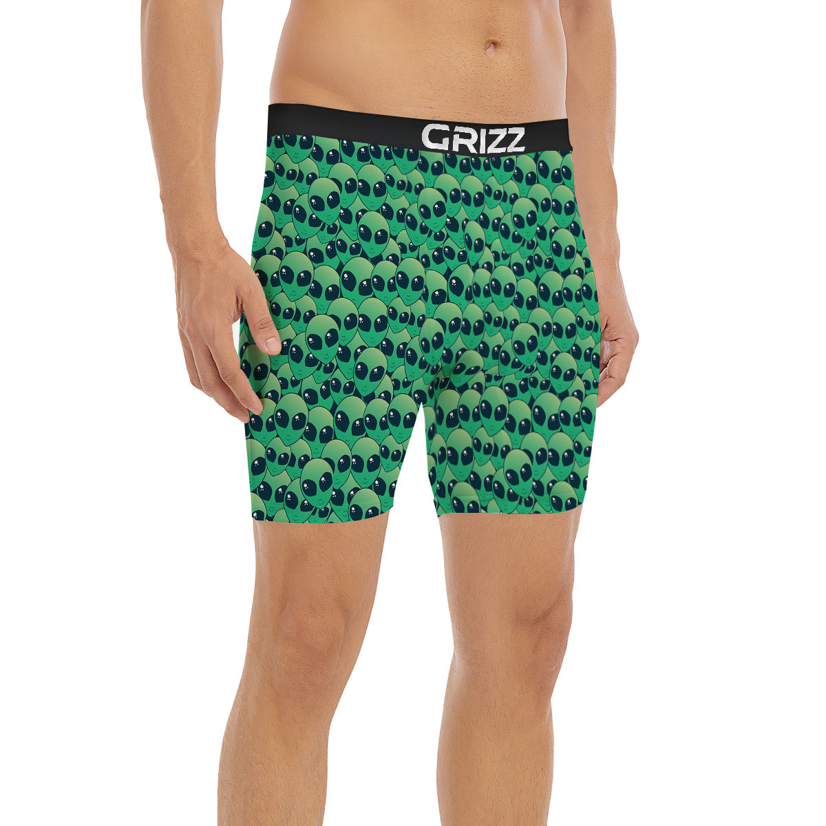 Alien UFO Green Cute Print Boxer Briefs-grizzshop