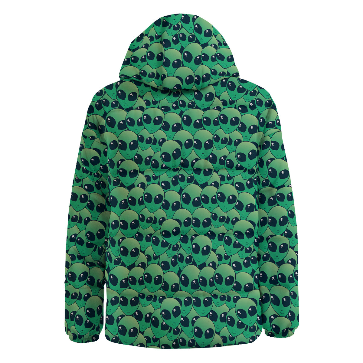 Alien UFO Green Cute Print Down Jacket-grizzshop