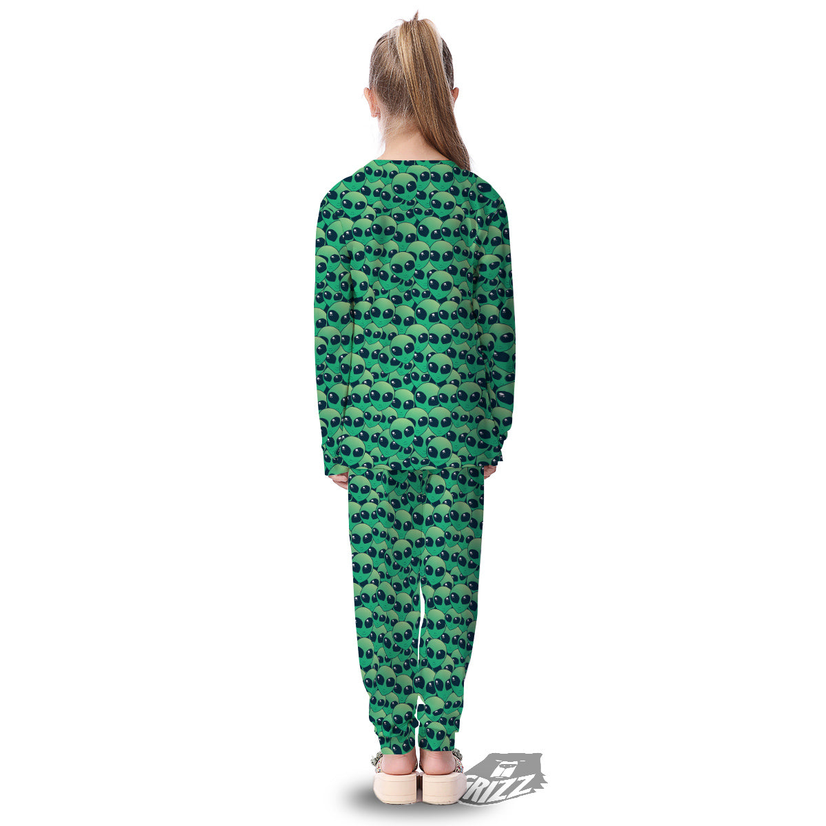 Alien UFO Green Cute Print Kid's Pajamas-grizzshop