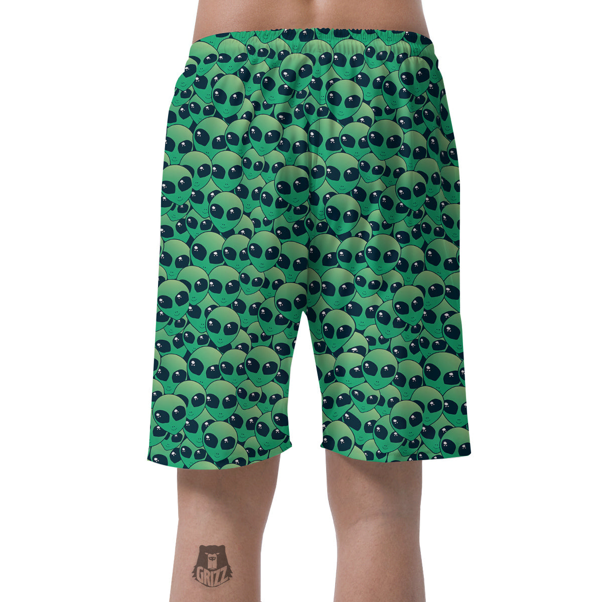 Alien UFO Green Cute Print Men's Shorts-grizzshop