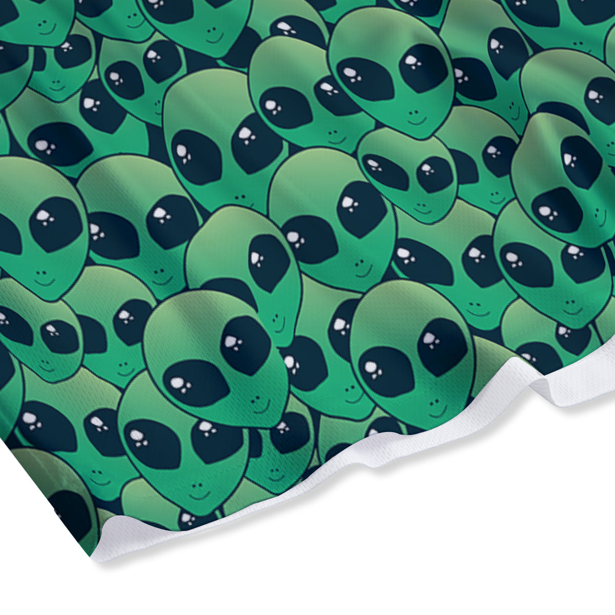 Alien UFO Green Cute Print Mesh Shorts