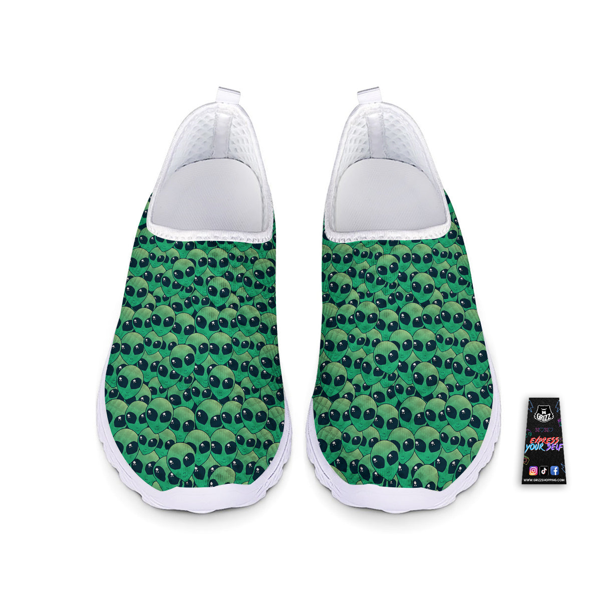 Alien UFO Green Cute Print Nurse Shoes-grizzshop