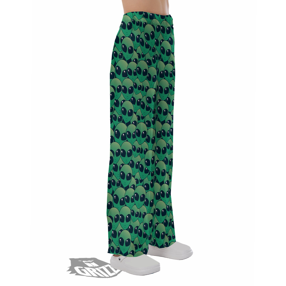 Alien UFO Green Cute Print Pajama Pants-grizzshop