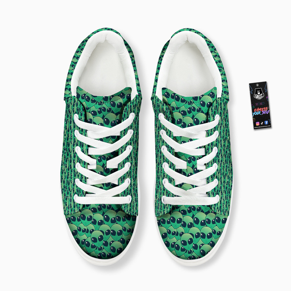 Alien UFO Green Cute Print Platform Shoes-grizzshop
