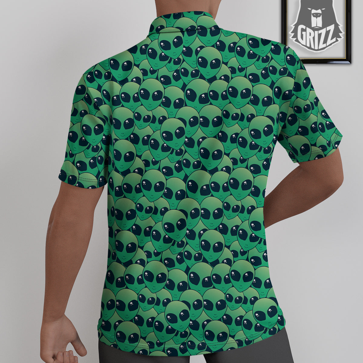 Alien UFO Green Cute Print Untucked Shirts-grizzshop
