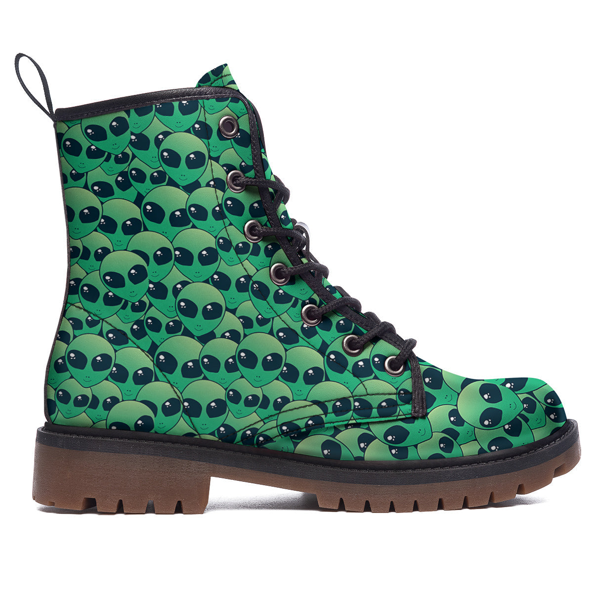 Alien UFO Green Cute Print Work Boots-grizzshop