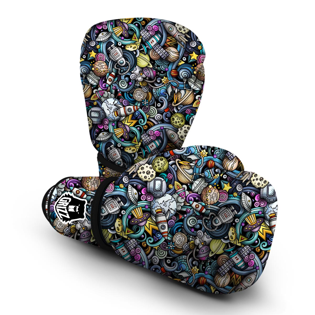 Alien Ufo Psychedelic Pattern Print Boxing Gloves-grizzshop