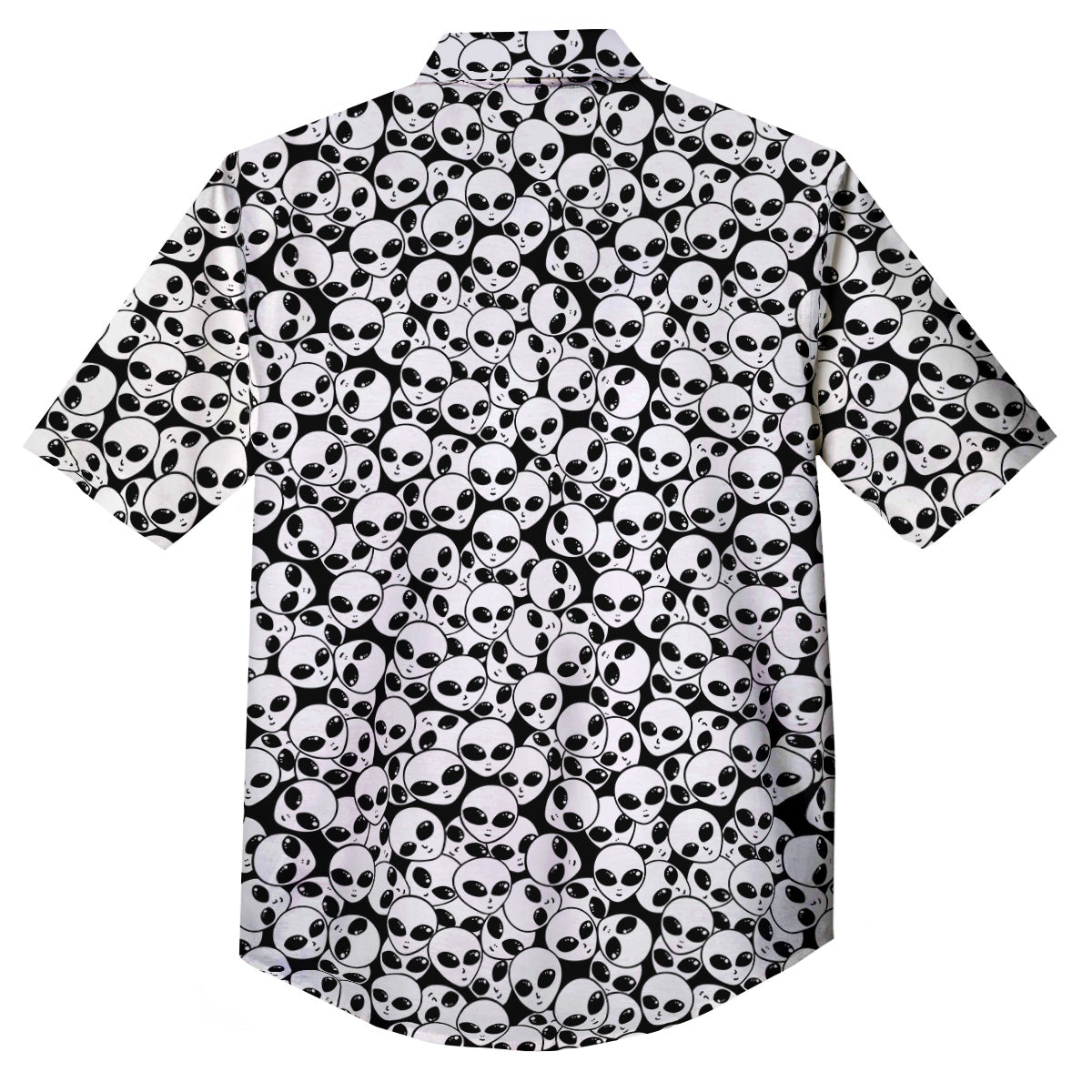 Alien White And Black Print Button Up Shirt-grizzshop