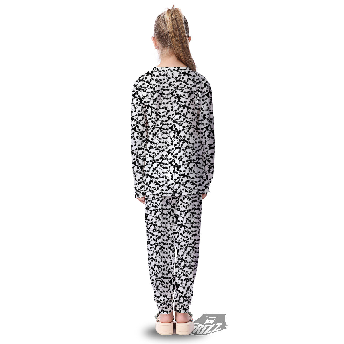 Alien White And Black Print Kid's Pajamas-grizzshop
