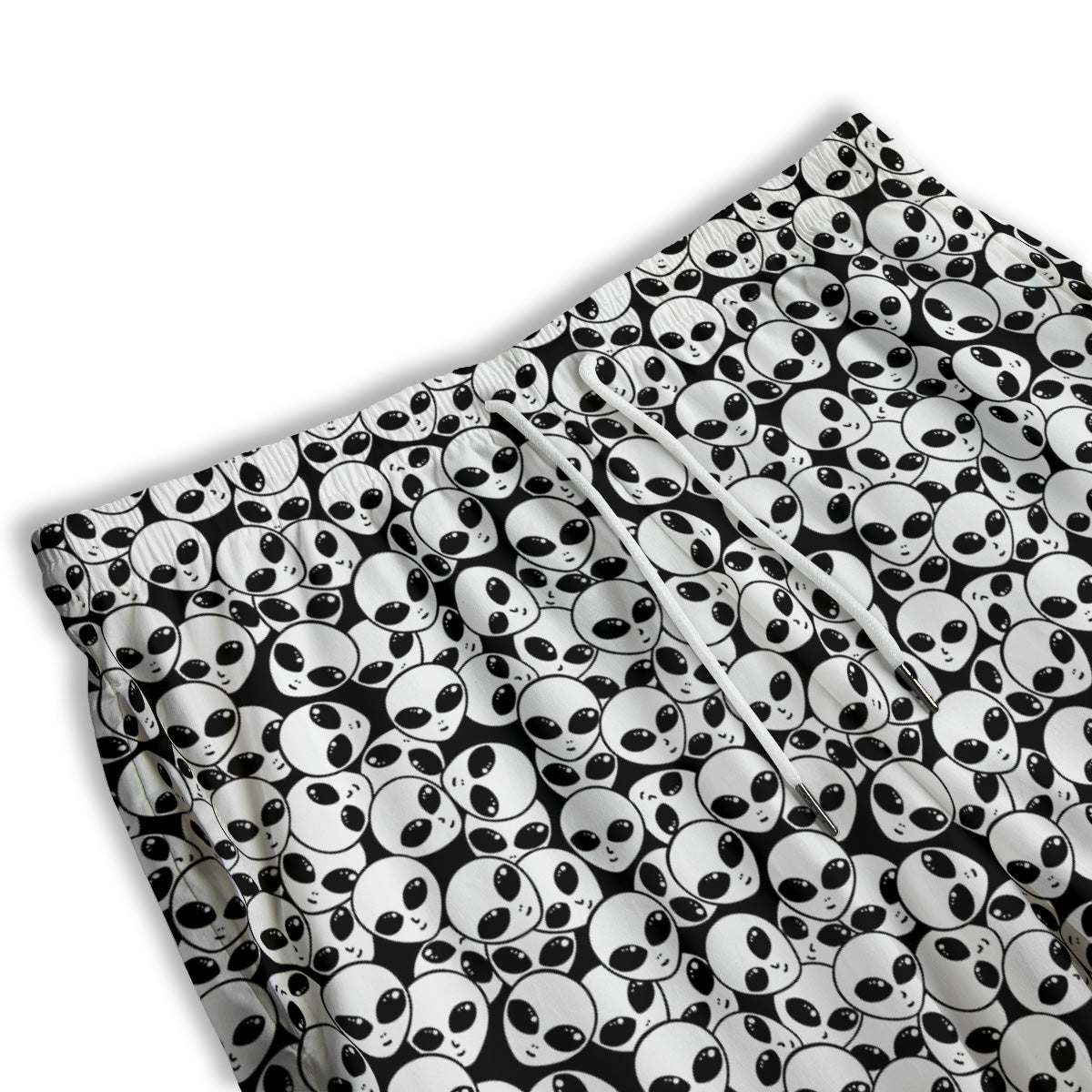 Alien White And Black Print Men's Athletic Shorts