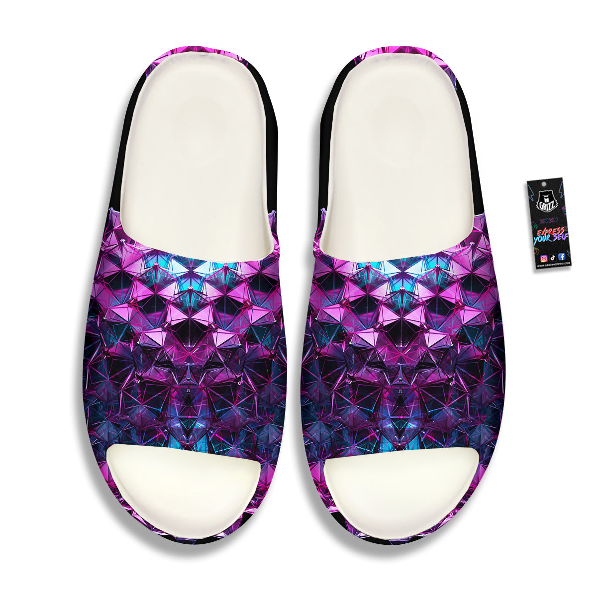 Alien Crystal Diamond Flower Print Sandals-grizzshop