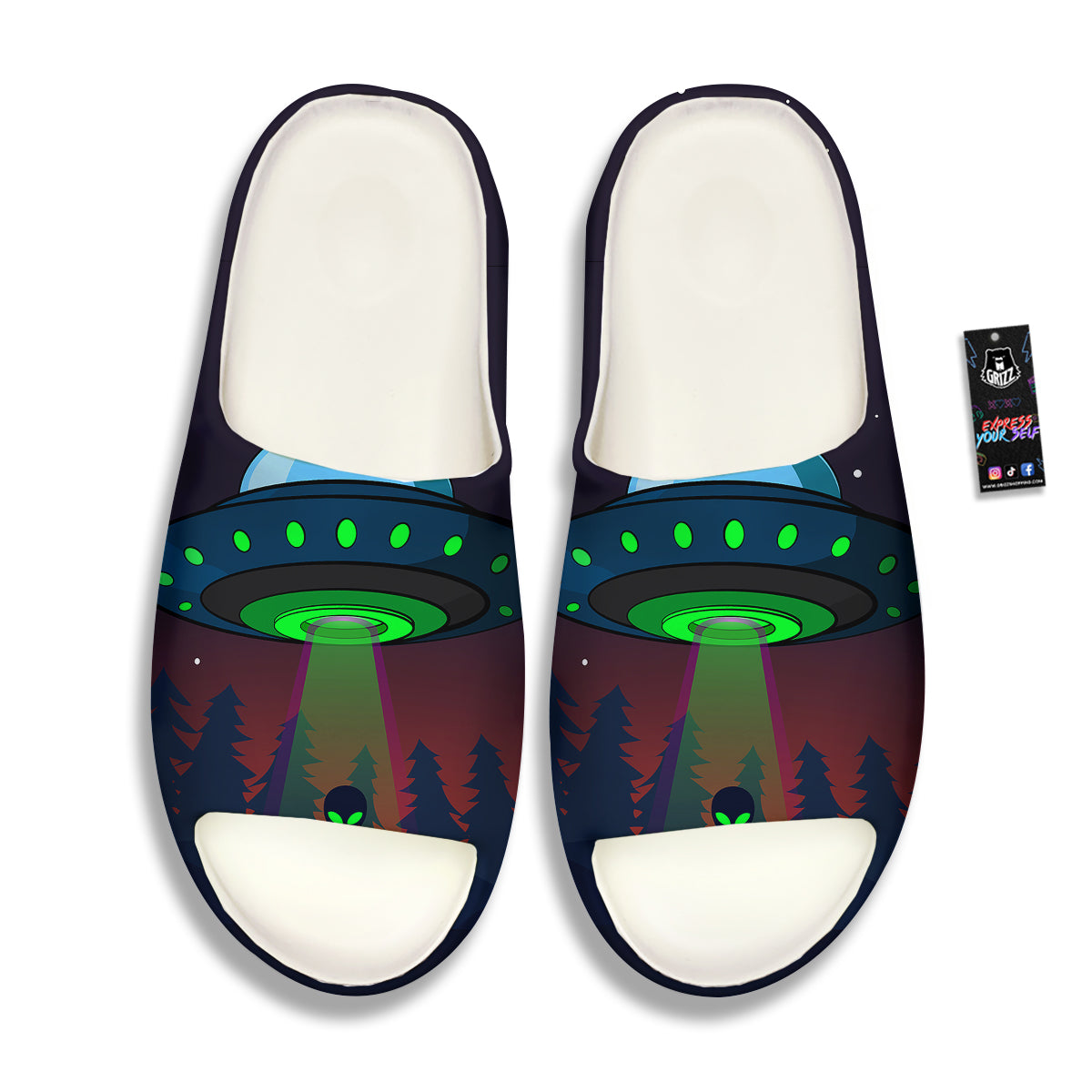 Alien Invasion On Earth Print Sandals-grizzshop