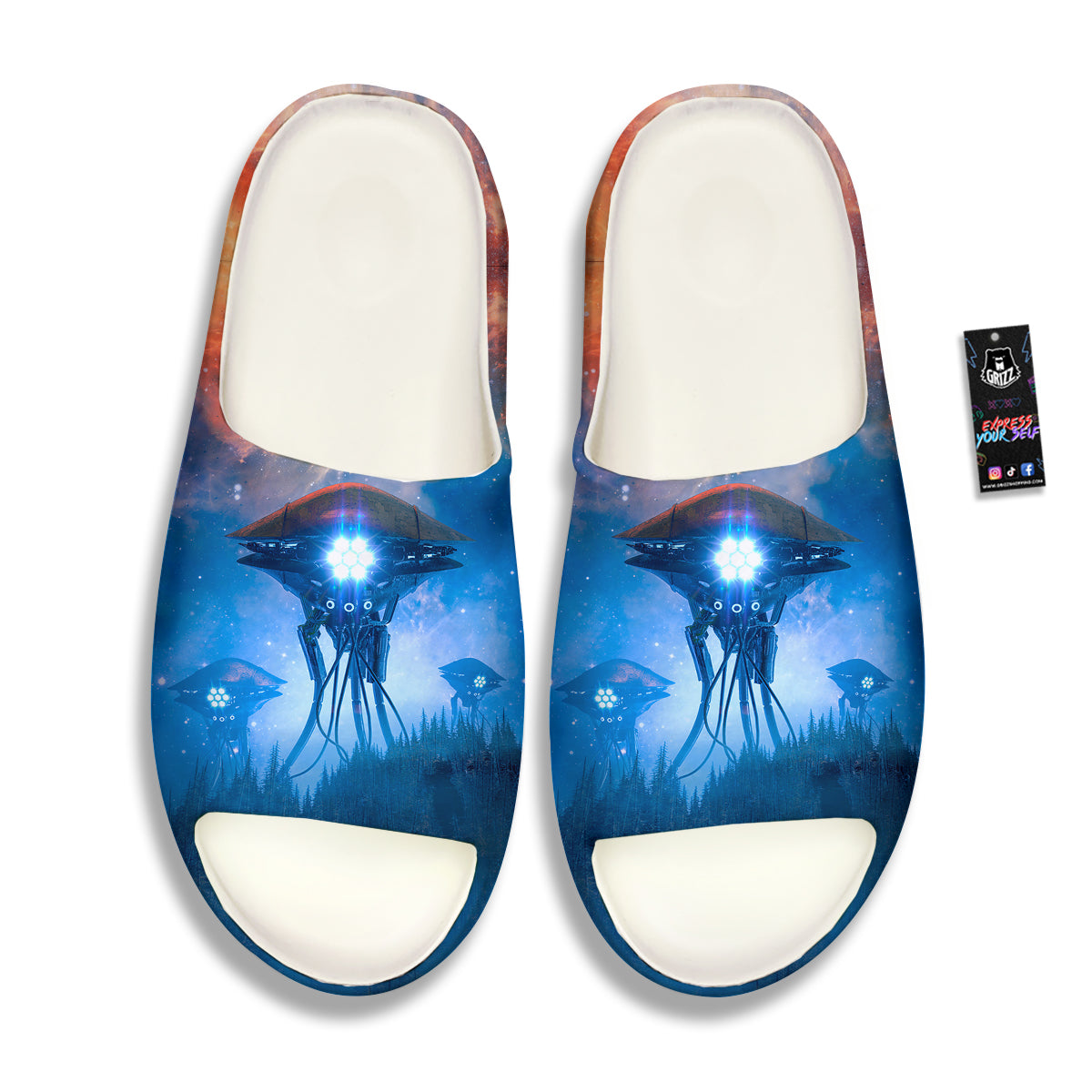 Alien Machines Print Sandals-grizzshop