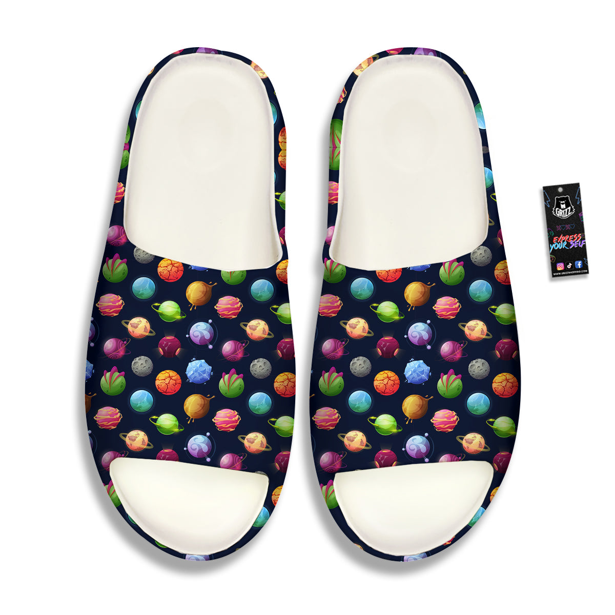 Alien Planets And Stars Print Pattern Sandals-grizzshop