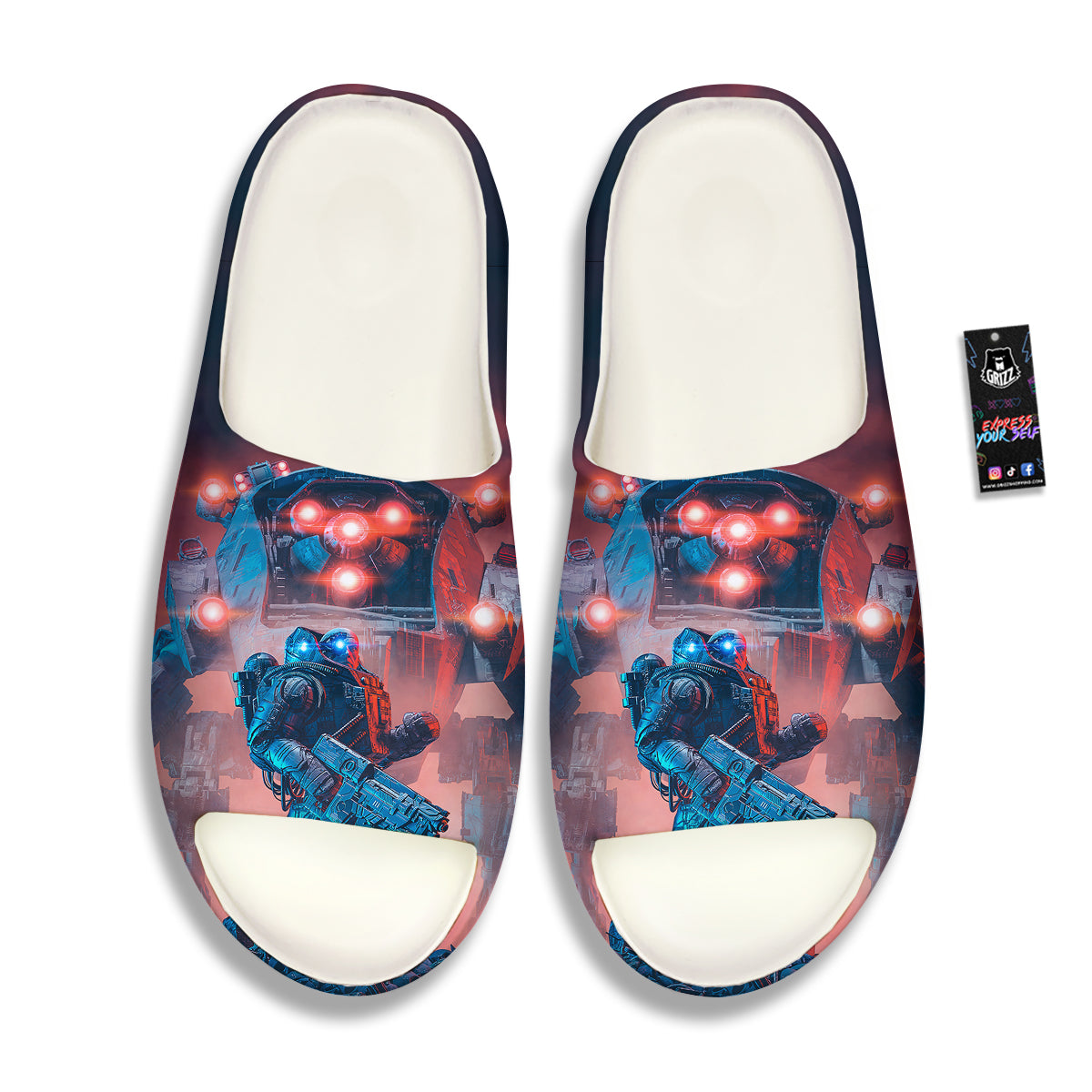 Alien Robot In the battlefield Sandals-grizzshop