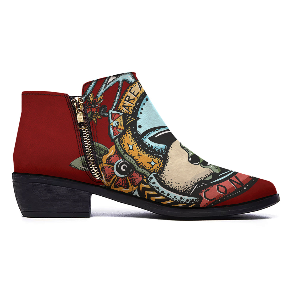 Aliens Area 51 Print Ankle Boots-grizzshop