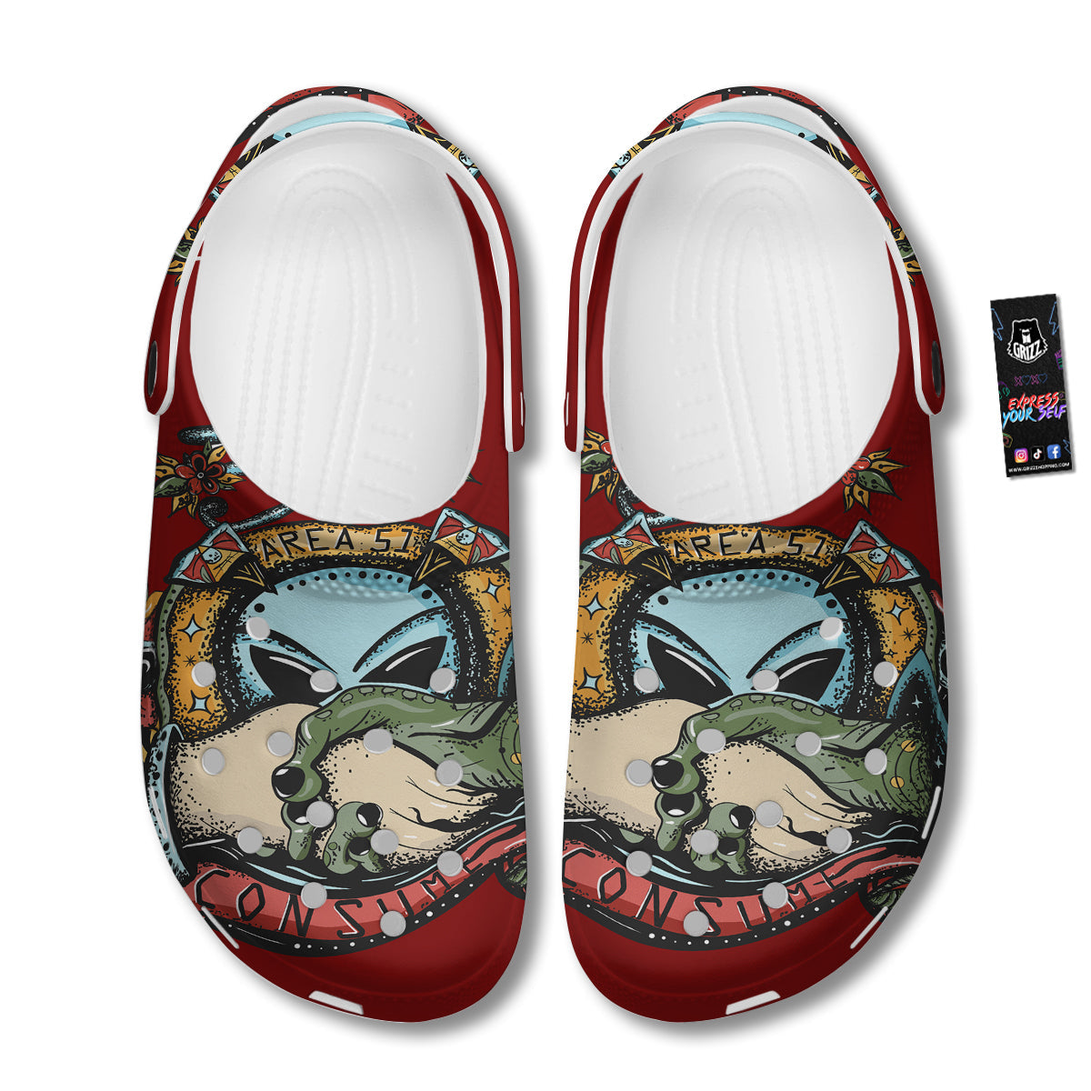 Aliens Area 51 Print Clog-grizzshop