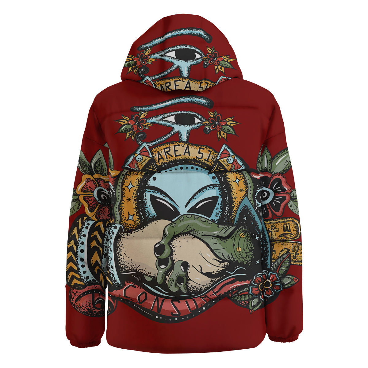 Aliens Area 51 Print Down Jacket-grizzshop