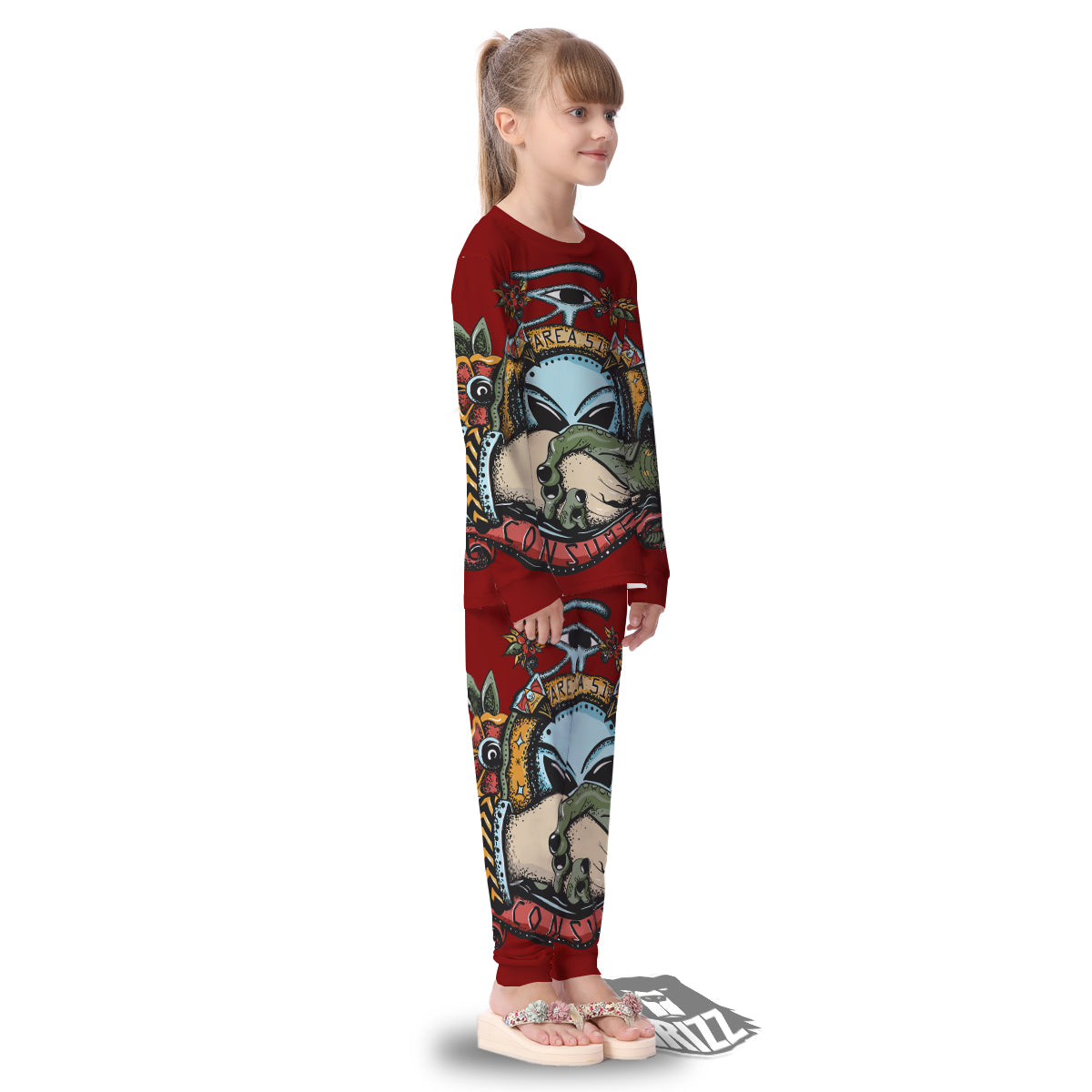 Aliens Area 51 Print Kid's Pajamas-grizzshop