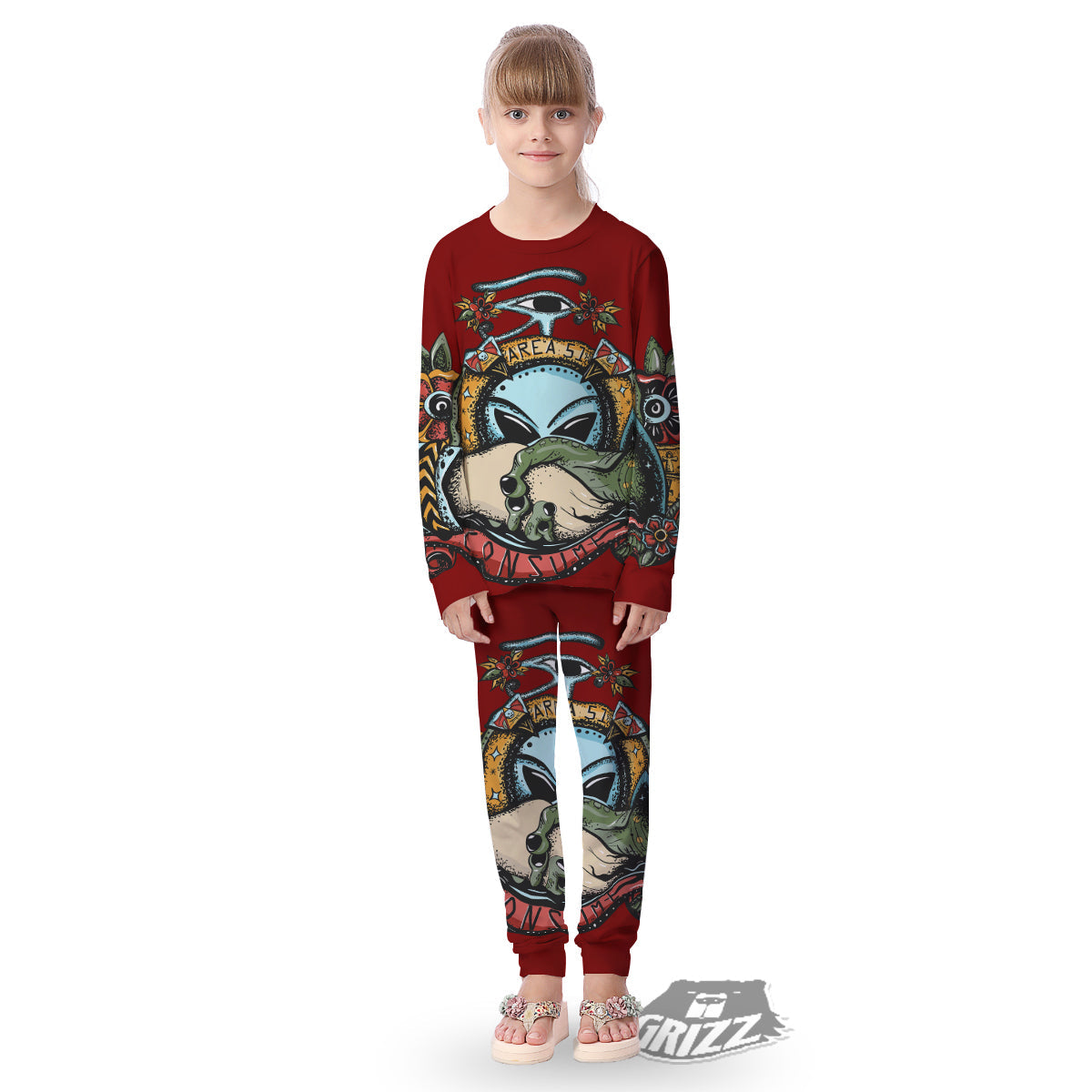 Aliens Area 51 Print Kid's Pajamas-grizzshop