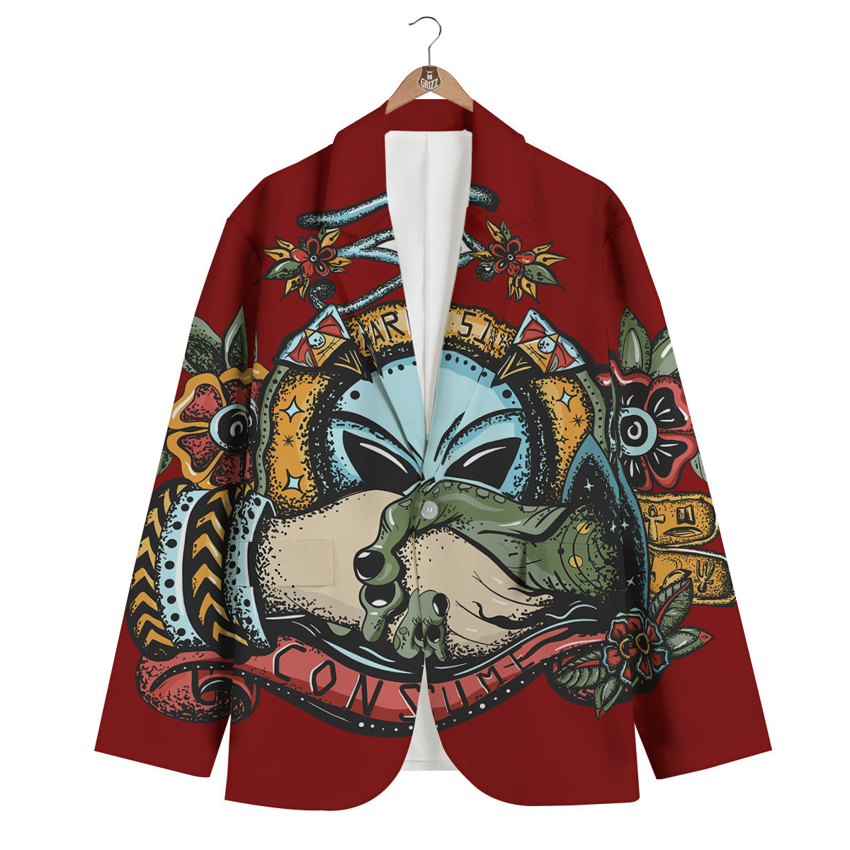 Aliens Area 51 Print Men's Blazer-grizzshop