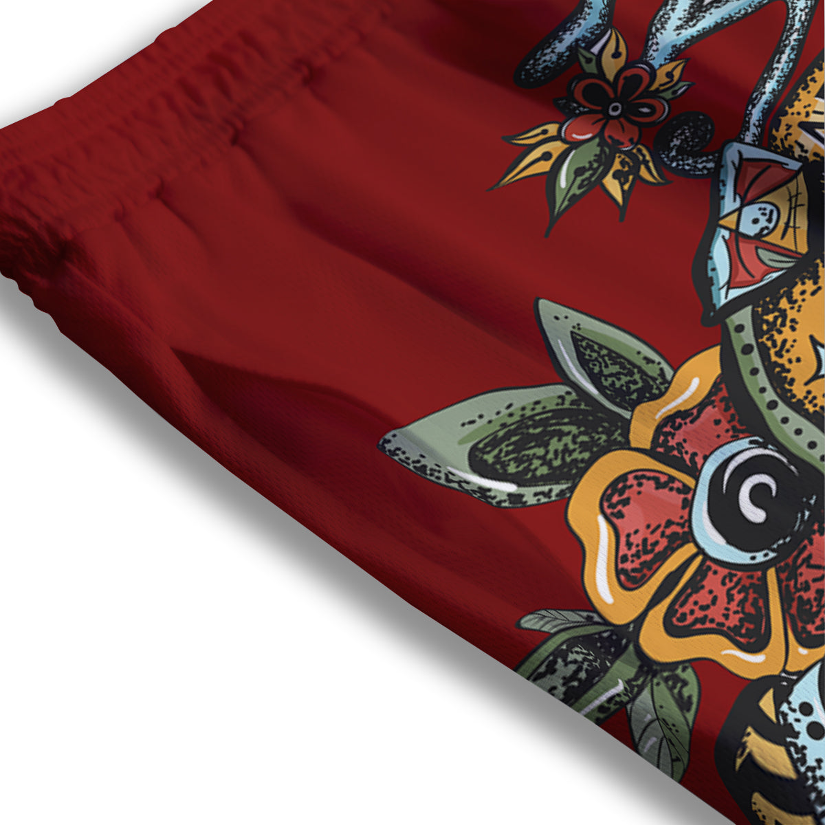 Bohemian Ethnic Teal Print Pattern Mesh Shorts