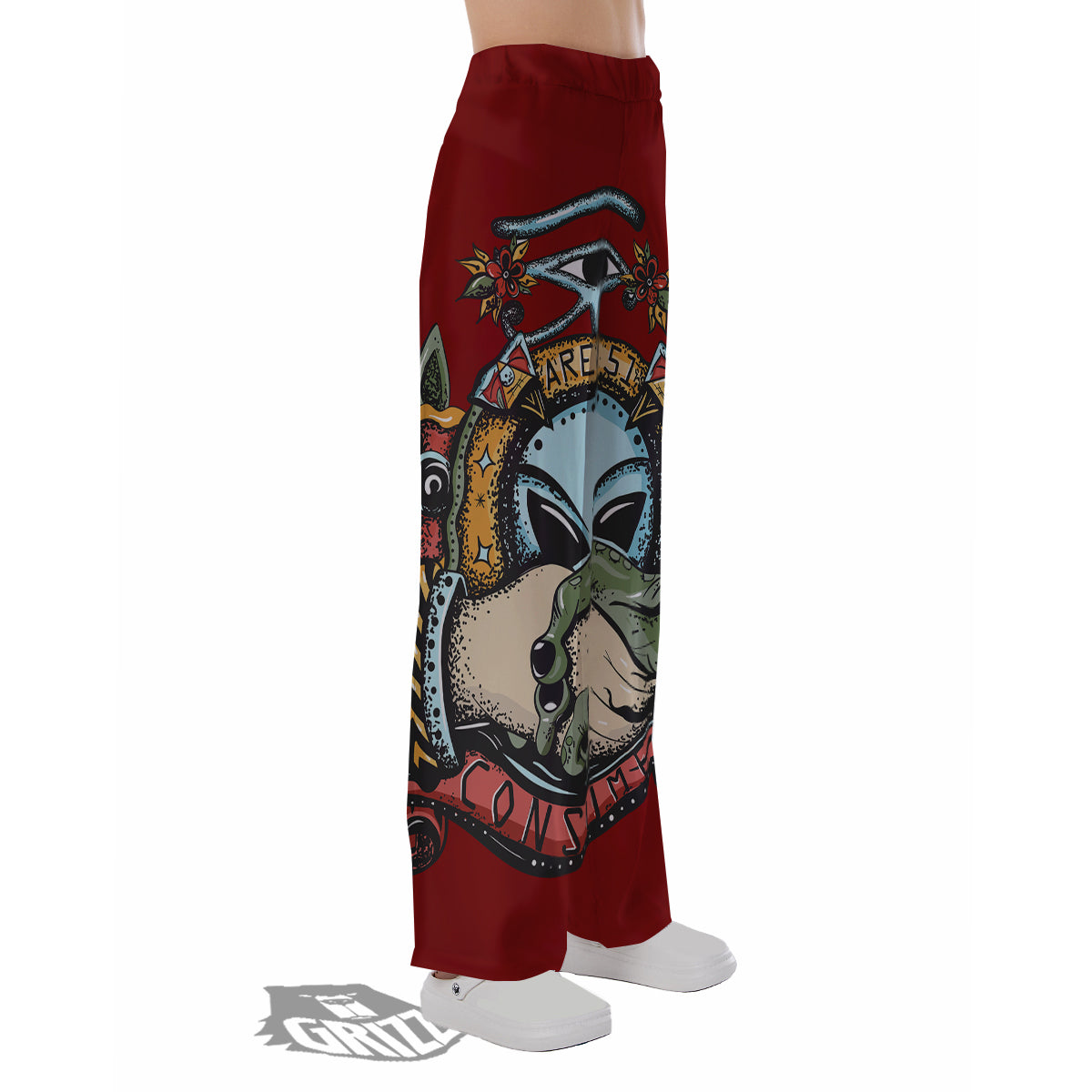Aliens Area 51 Print Pajama Pants-grizzshop