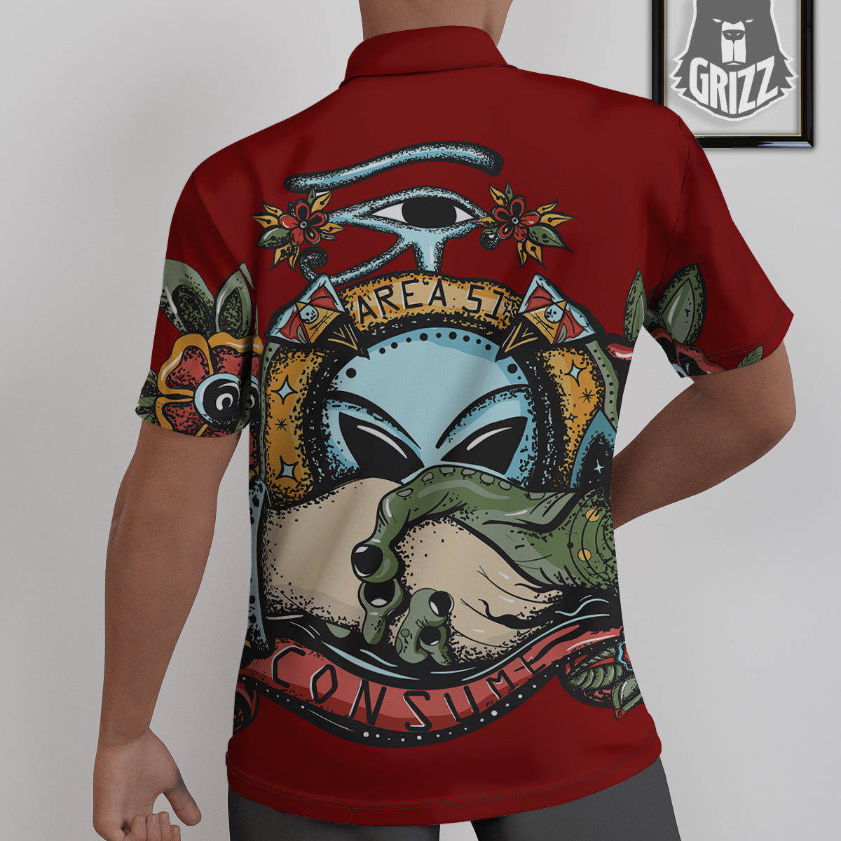 Aliens Area 51 Print Untucked Shirts-grizzshop