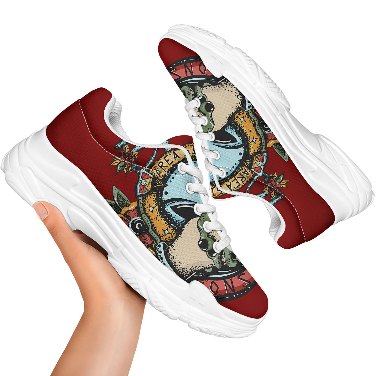 Aliens Area 51 Print White Chunky Shoes-grizzshop